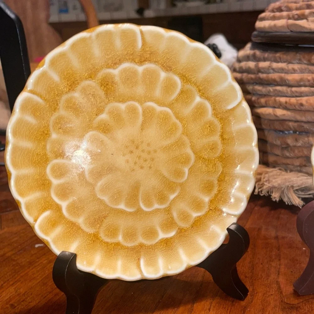 Pottery Barn ceramic, Asian Flower Small Appetizer plates set of 4